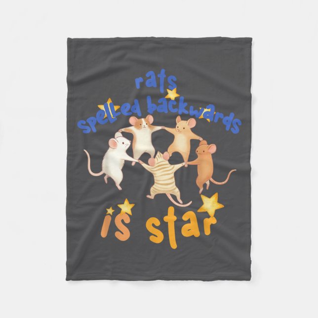 Rats Spelled Backwards Is Star Funny Rat Meme Rat  Fleece Blanket (Front)