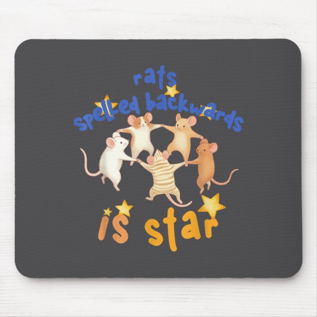 Rats Spelled Backwards Is Star Funny Rat Meme Rat  Mouse Mat (Front)