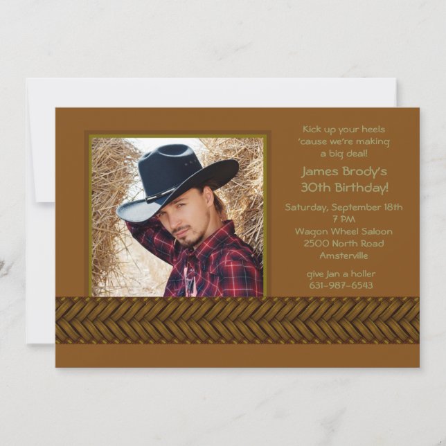 Rattan Braid Photo Invitation (Front)