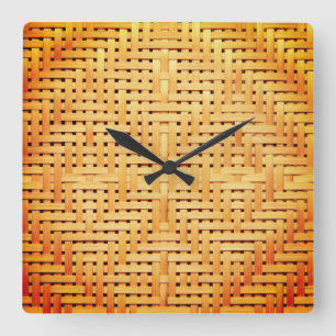 Rattan Weave Square Wall Clock