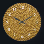 Rattan Wicker Boho Monogram Basketweave   Large Clock<br><div class="desc">This design was created through digital art. It may be personalised by clicking the customise button and adding a name, initials or your favourite words. Contact me at colorflowcreations@gmail.com if you with to have this design on another product. See more of my creations or follow me at www.facebook.com/colorflowcreations, www.instagram.com/colorflowcreations, www.twitter.com/colorflowart,...</div>