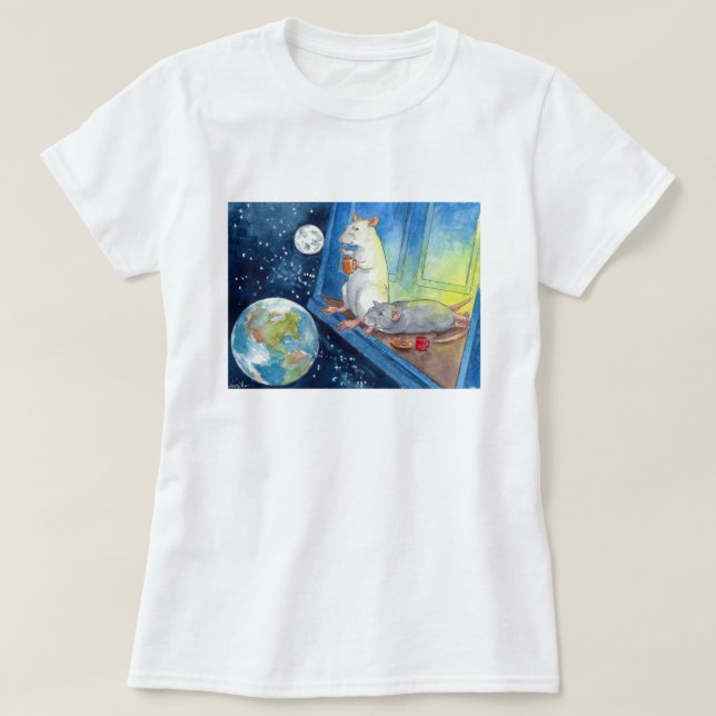 Ratties' Cosmic Cup of Tea for Ladies T-Shirt (Design Front)
