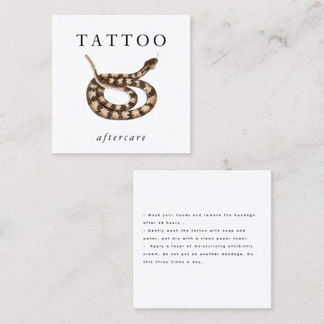 Rattle Snake Tattoo Aftercare Instructions Modern Square Business Card (Front/Back)