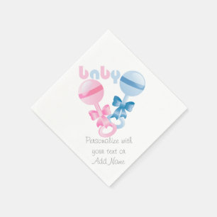 Rattles Gender Reveal Baby Shower Party Napkins