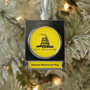 Rattlesnake Gadsden Flag: Fight, Resistance Silver Plated Banner Ornament