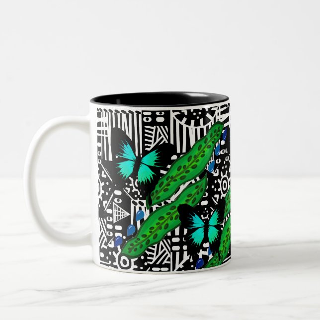 Rattlesnake Plant & Butterflies mug (Left)