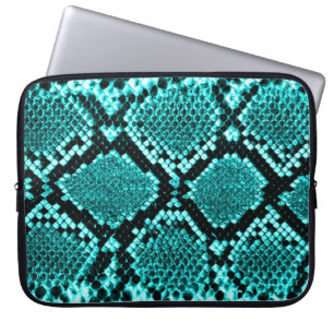 Rattlesnake Snake Skin Leather Faux blue Laptop Sleeve