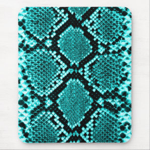 Rattlesnake Snake Skin Leather Faux blue Mouse Mat