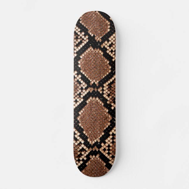 Rattlesnake Snake Skin Leather Faux Skateboard (Front)