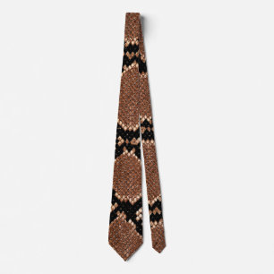 Rattlesnake Snake Skin Leather Faux Tie
