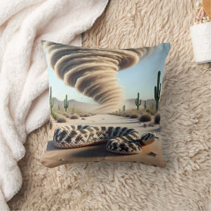 Rattlesnake With Desert Dust Devil Cushion