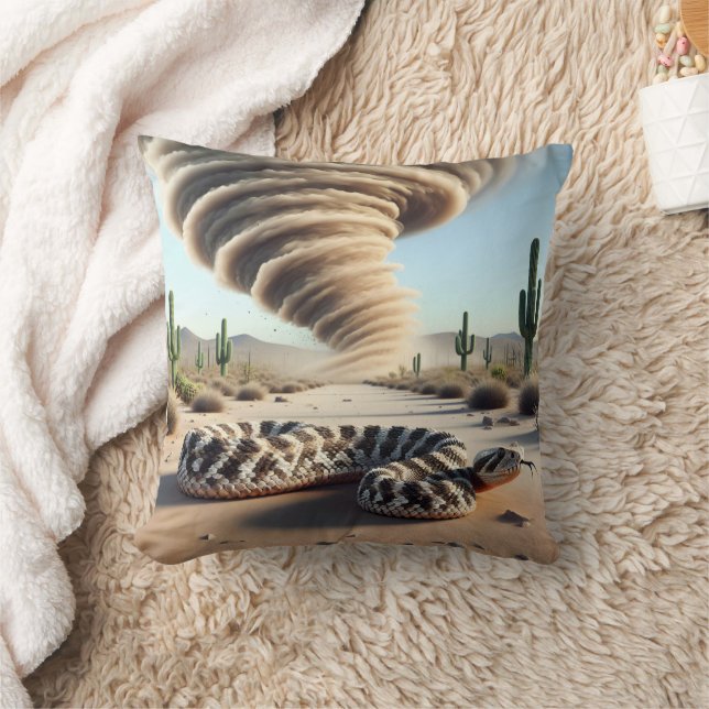 Rattlesnake With Desert Dust Devil Cushion (Blanket)