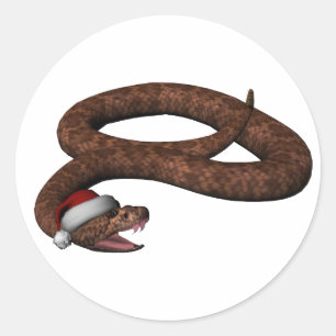 Rattlesnake With Santa Hat Classic Round Sticker