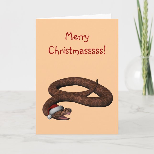 Rattlesnake With Santa Hat Holiday Card (Front)