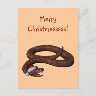 Rattlesnake With Santa Hat Holiday Postcard