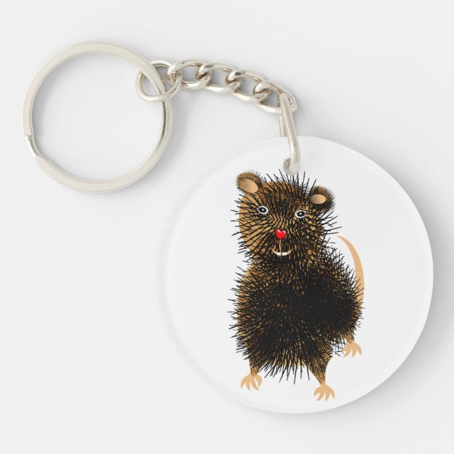Ratty The Cute Funny Whimsical Pet Rat Key Ring (Front)