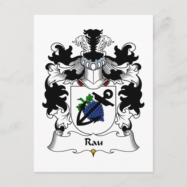 Rau Family Crest Postcard (Front)