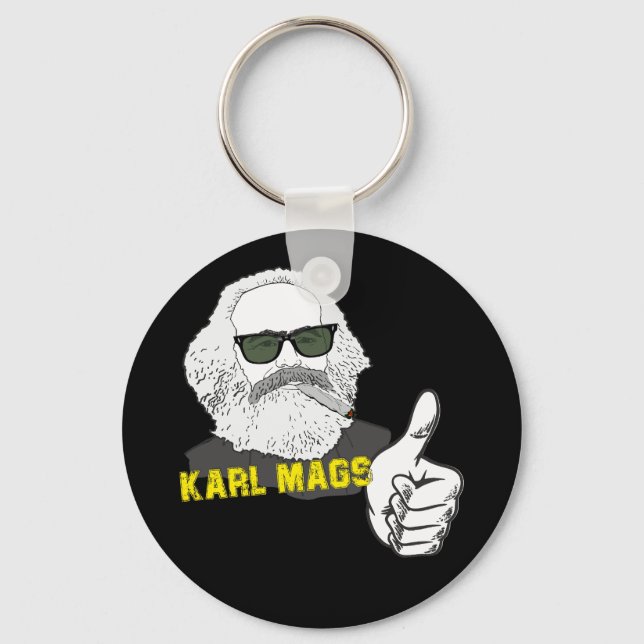 Rauchender Karl Mags mit Sonnenbrille  Key Ring (Front)