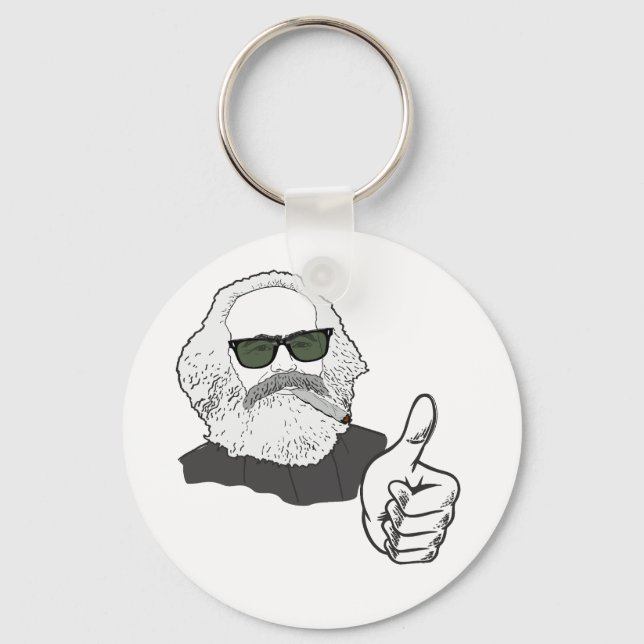 Rauchender Karl Marx mit Sonnenbrille Key Ring (Front)