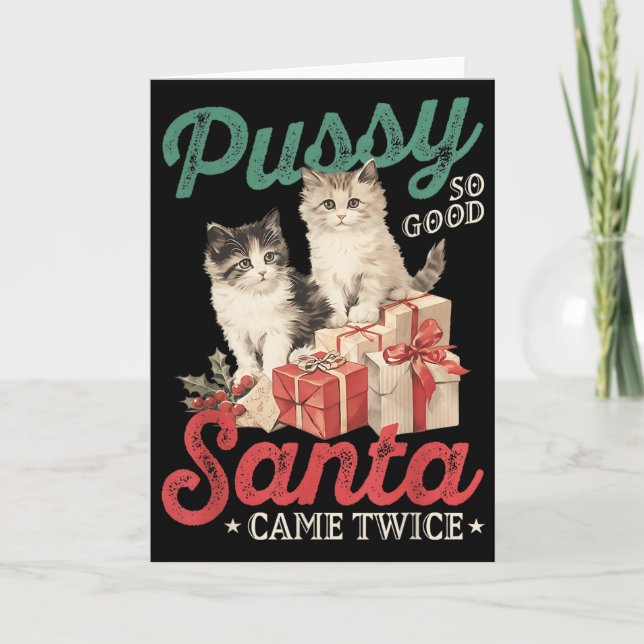 Raunchy Christmas Cat Graphic Funny Gag Prank Humo Card (Front)