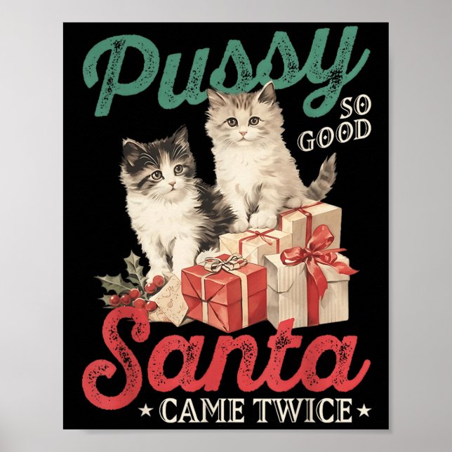 Raunchy Christmas Cat Graphic Funny Gag Prank Humo Poster (Front)