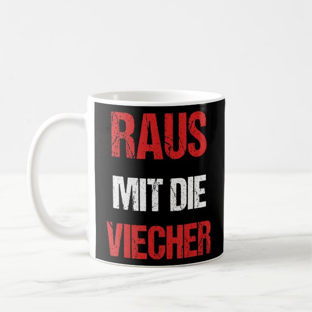 Raus Mit Die Viecher Saying Knight Parody Meme  Coffee Mug (Left)