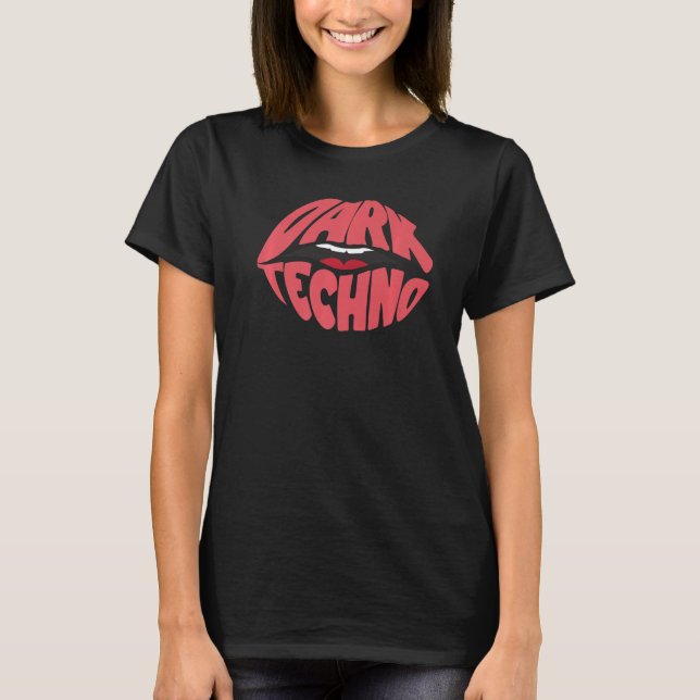 Rave Acid House Kiss Lips Dark Techno   T-Shirt (Front)