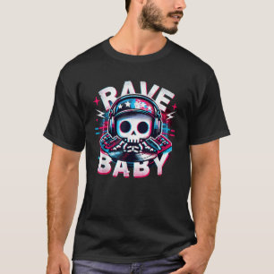Rave Baby EDM Glitch Optical Illusion Funny Skelet T-Shirt