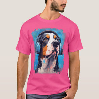 Rave Edm Greater Swiss Mountain Dog Headphone T-Shirt