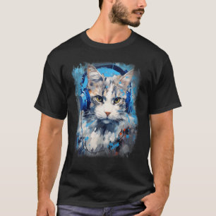 Rave EDM Ragamuffin Cat Headphone T-Shirt