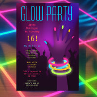 Rave Glow in the Dark Party Invitations