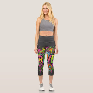 RAVE Neon Flowers Capri Leggings
