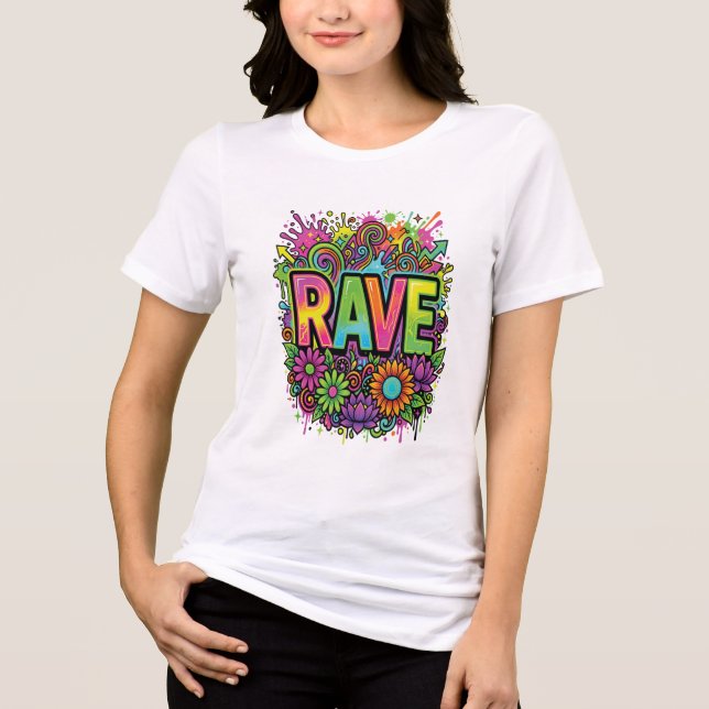RAVE Neon Flowers Tri-Blend Shirt (Front)