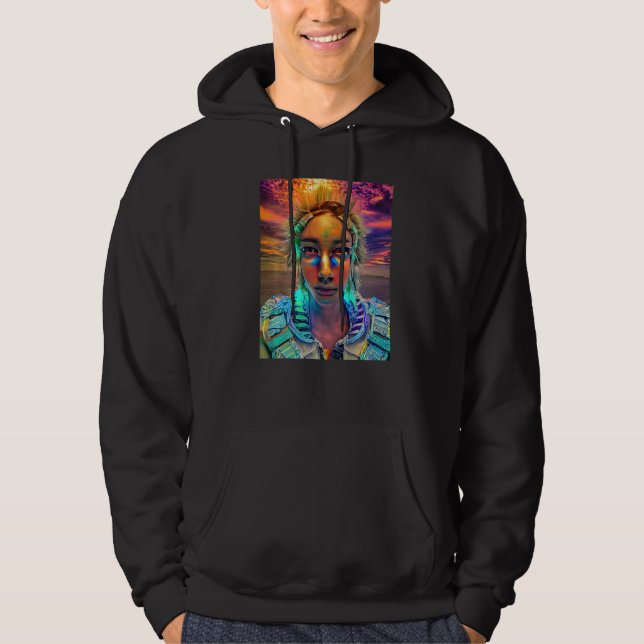 Rave Party Psychedelic EDM Trance Club DJ design P Hoodie (Front)