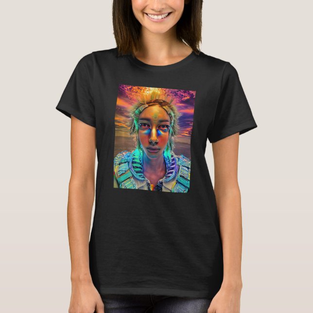 Rave Party Psychedelic EDM Trance Club DJ design P T-Shirt (Front)