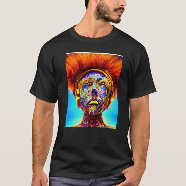 Rave Party Psychedelic EDM Trance Club DJ design P T-Shirt (Front)