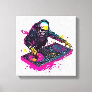 Rave Skull � EDM Party Skeleton DJ Canvas Print
