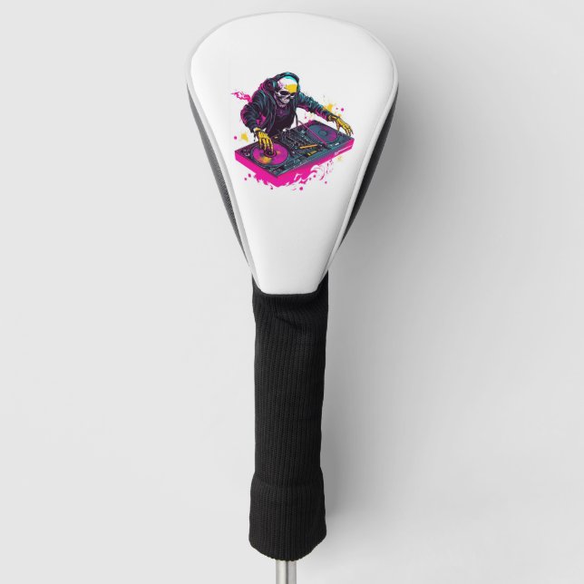 Rave Skull � EDM Party Skeleton DJ Golf Head Cover (Front)