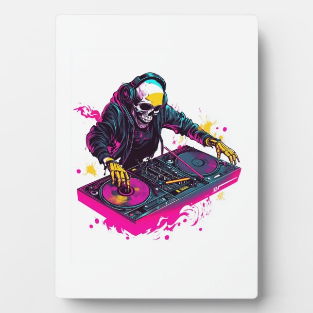 Rave Skull � EDM Party Skeleton DJ Plaque (Front)
