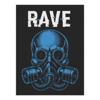 Rave Skull Gas Mask Poster