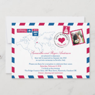Ravello Italy Airmail Post Wedding Reception Invitation