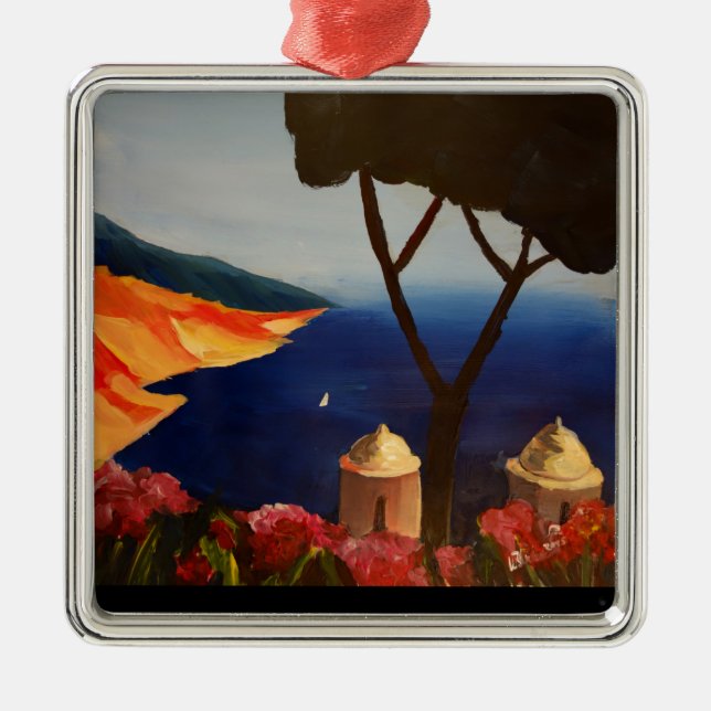 Ravello Salerno Italy View of Amalfi Coast Metal Tree Decoration (Front)