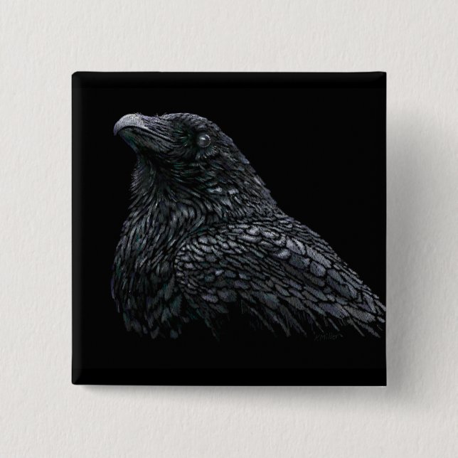 Raven 15 Cm Square Badge (Front)