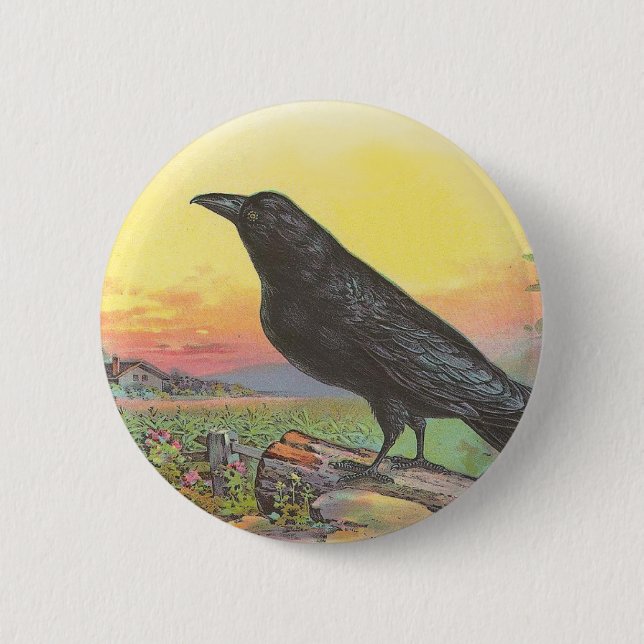 Raven 6 Cm Round Badge (Front)