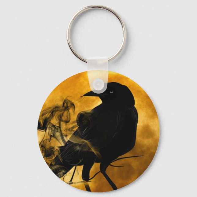 Raven against the harvest moon keychain (Front)