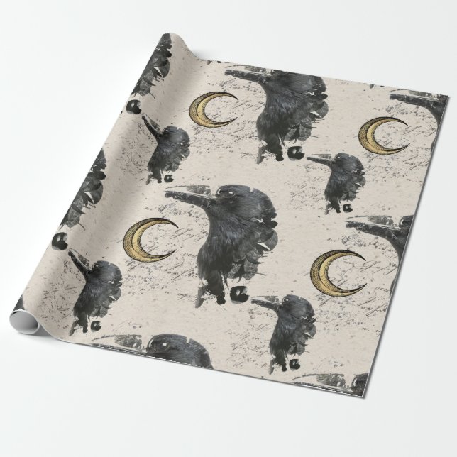 Raven Alchemy Decoupage Poster Wrapping Paper (Unrolled)
