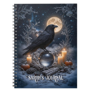 Raven and Crystal Ball with Candles Snow Notebook