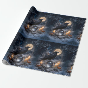 Raven and Crystal Candles Winter Mystical Magical Wrapping Paper