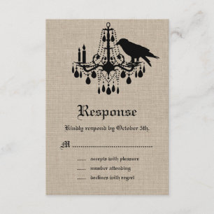 Raven and Damask on Burlap RSVP
