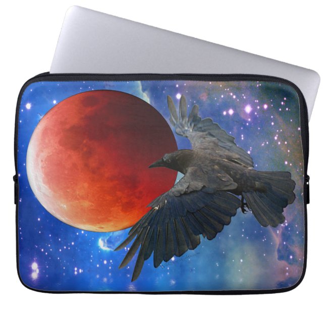 Raven and Eclipsing Moon Laptop Sleeve (Front)